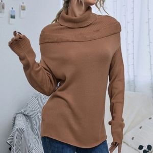 New SHEIN Toffee Loose Fit Collared Sweater Size L